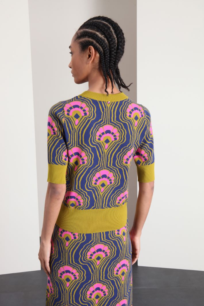 Maglia mezze maniche jacquard Fashion Market
