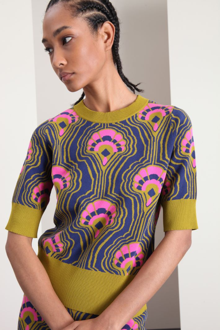 Maglia mezze maniche jacquard Fashion Market