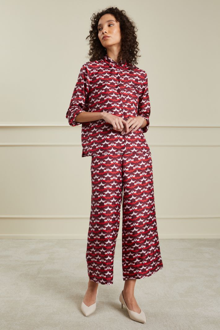 Pantaloni in twill di seta Fashion Market