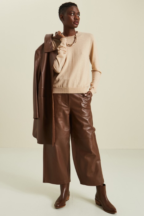 Pantaloni ampi in pelle Fashion Market