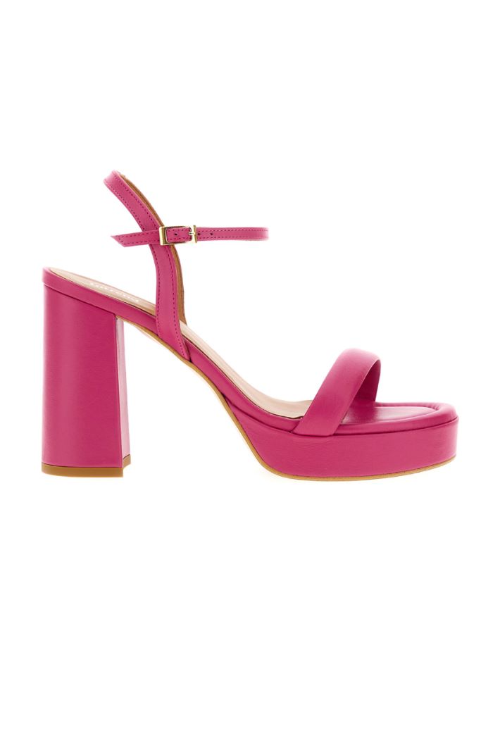 Sandali in pelle con tacco spesso Fashion Market