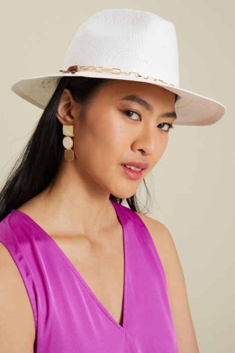 Cappello in rafia con catena Fashion Market