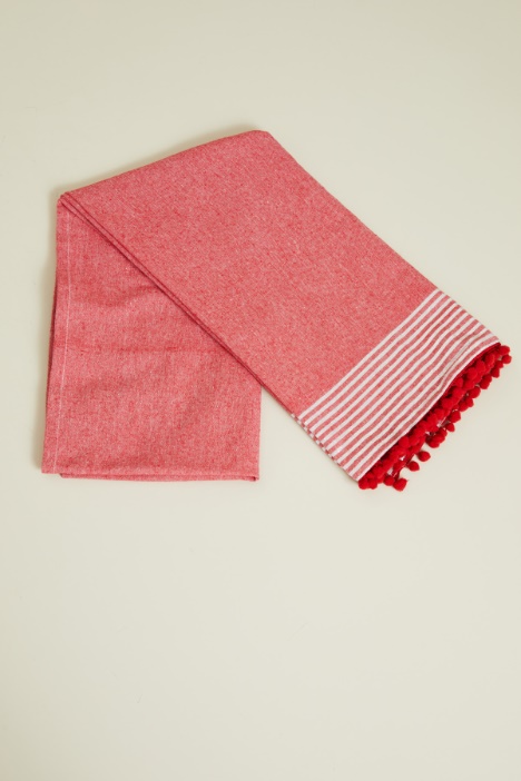 Telo mare rigato con dettaglio pon pon Fashion Market