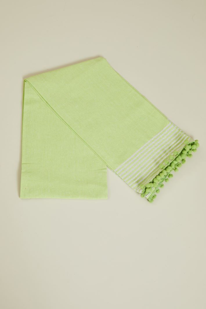 Telo mare rigato con dettaglio pon pon Fashion Market