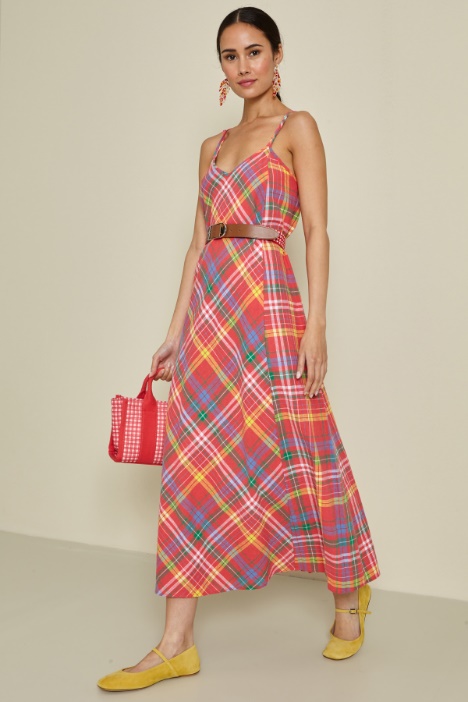 Abito svasato in lino e cotone Fashion Market