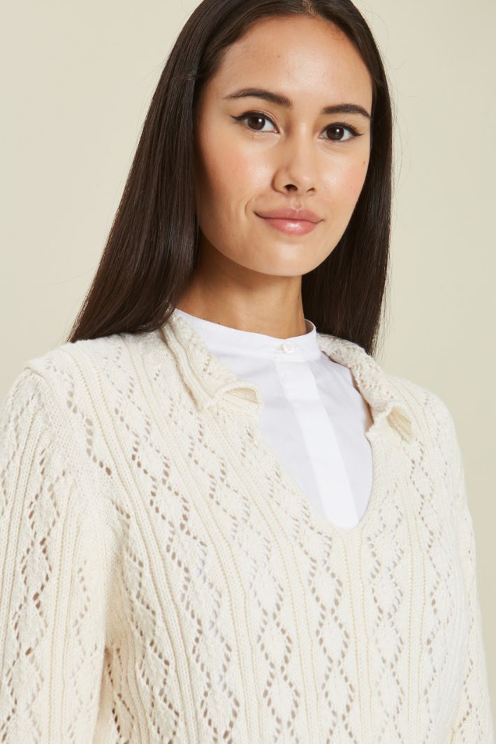 Maglia traforata con colletto Fashion Market