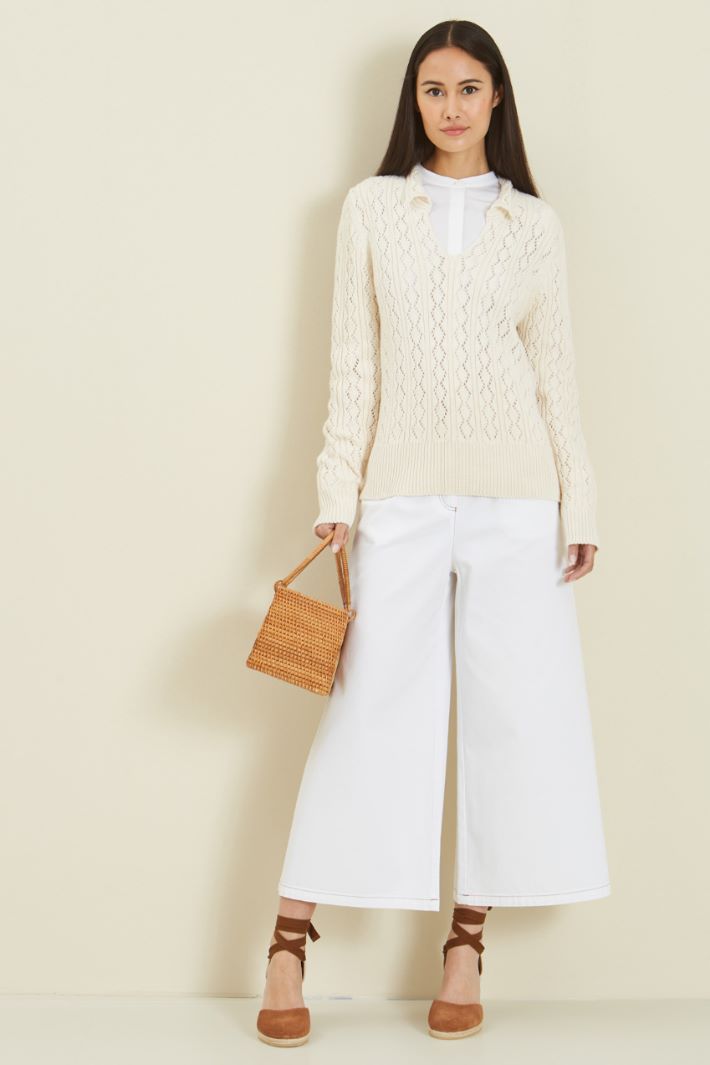 Maglia traforata con colletto Fashion Market