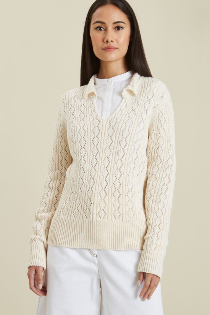 Maglia traforata con colletto Fashion Market