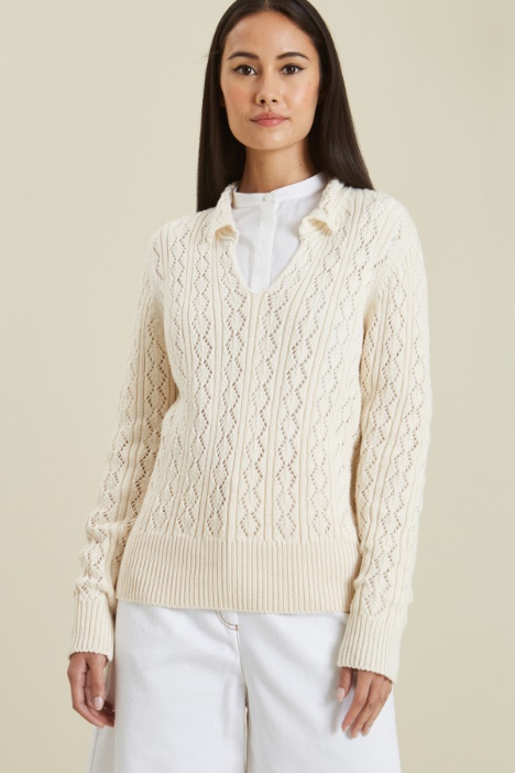 Maglia traforata con colletto Fashion Market