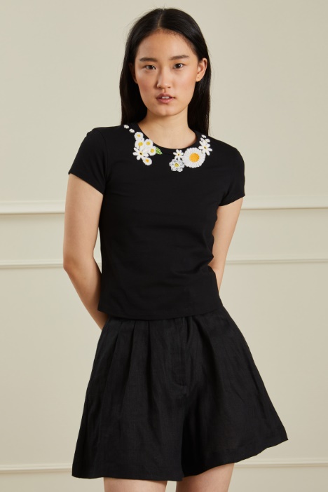 T-shirt con ricami e perline Fashion Market