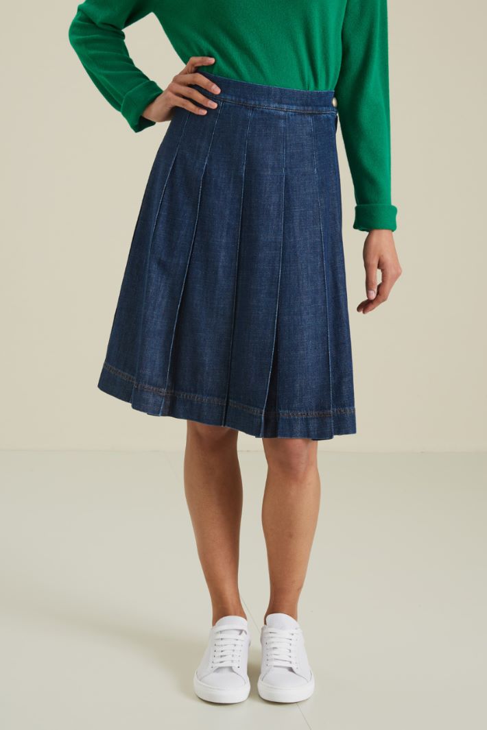 Gonna a pieghe in denim Fashion Market