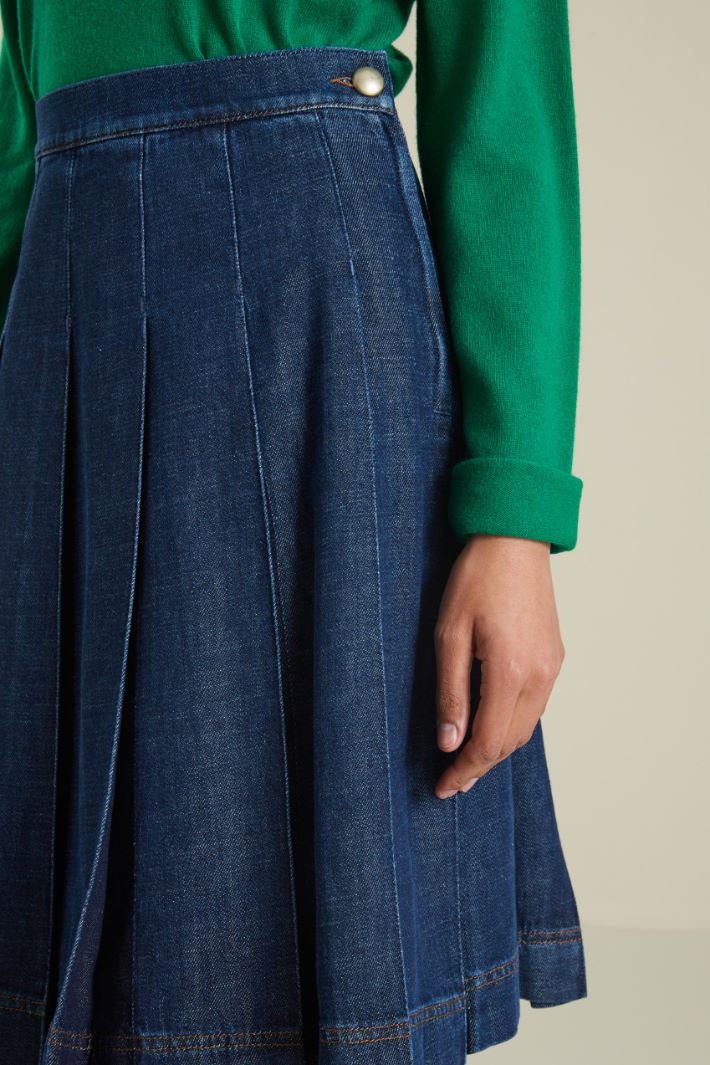 Gonna a pieghe in denim Fashion Market