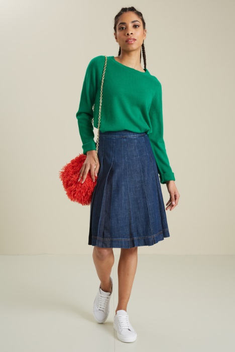 Gonna a pieghe in denim Fashion Market