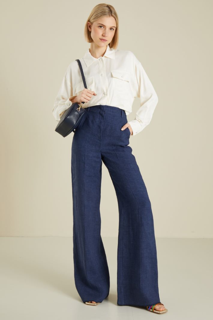 Pantaloni a palazzo in lino Fashion Market
