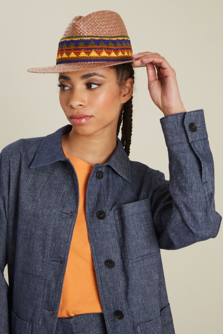Cappello in paglia con nastro Fashion Market