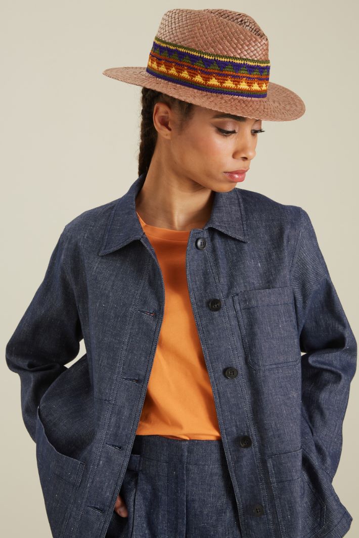 Cappello in paglia con nastro Fashion Market