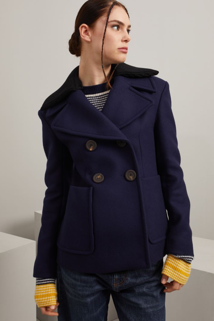 Caban con collo in maglia Fashion Market Caban con collo in maglia Fashion Market