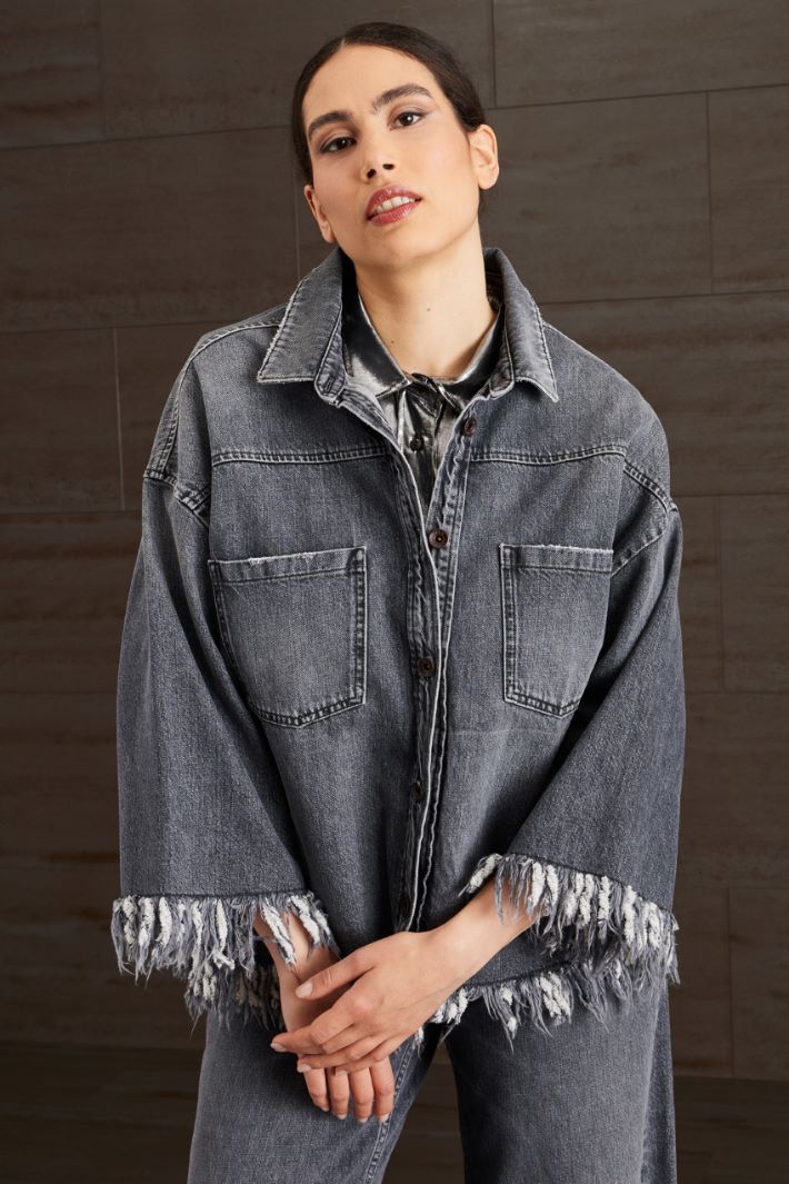 Giacca in denim con frange Fashion Market Giacca in denim con frange Fashion Market