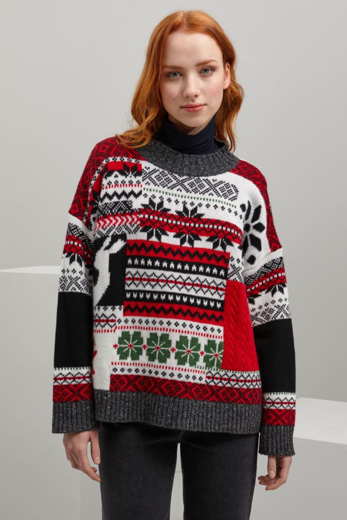 Maglia in pura lana jacquard Fashion Market