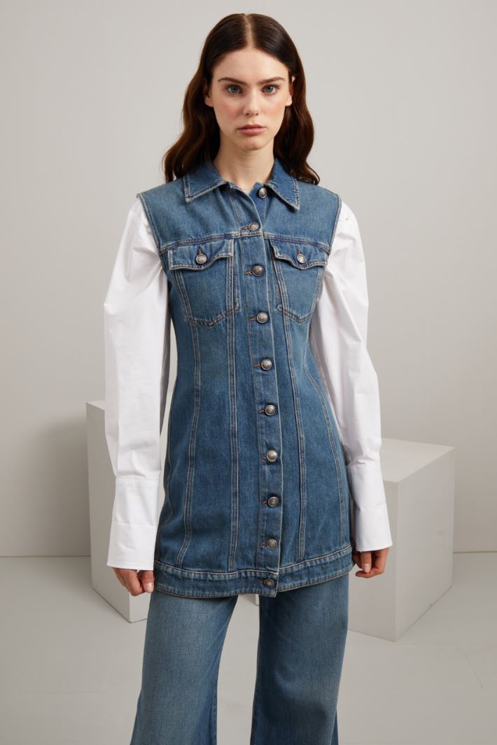 Gilet lungo in denim Fashion Market