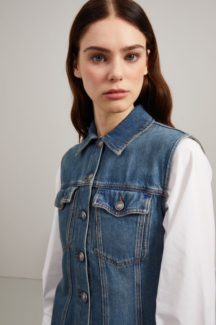 Gilet lungo in denim Fashion Market