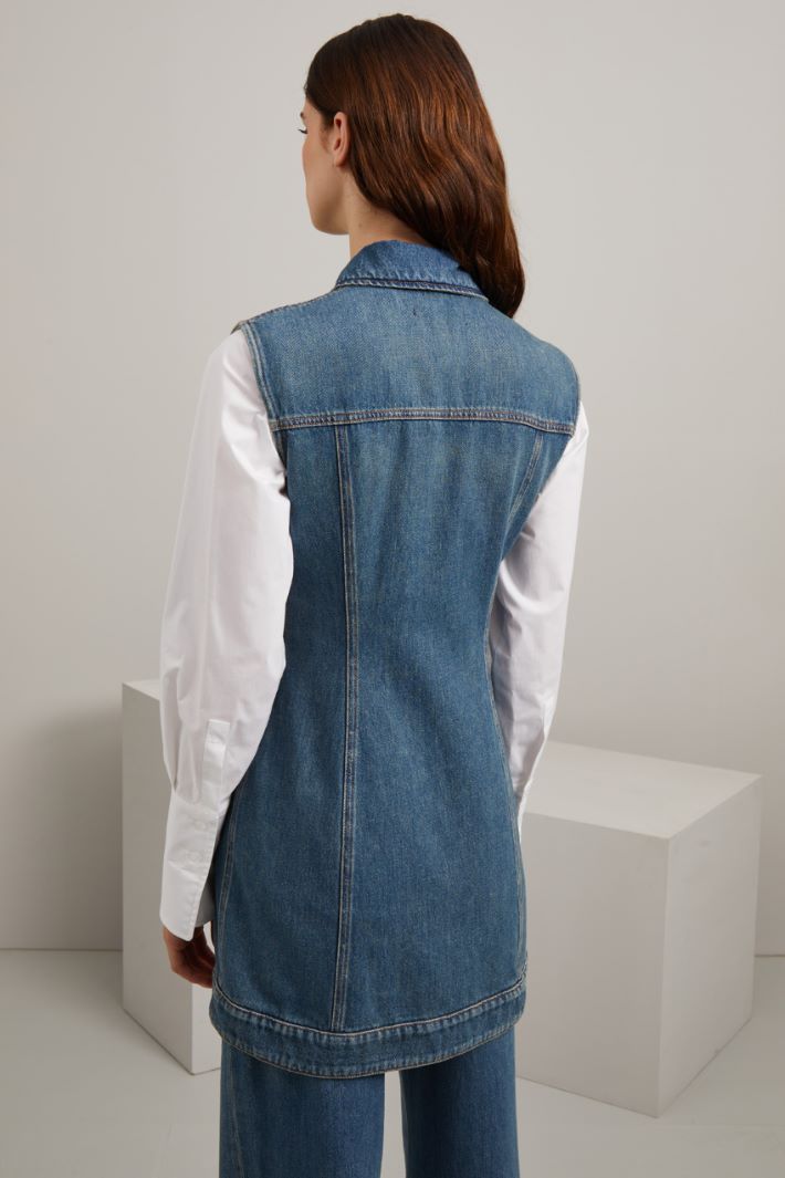 Gilet lungo in denim Fashion Market