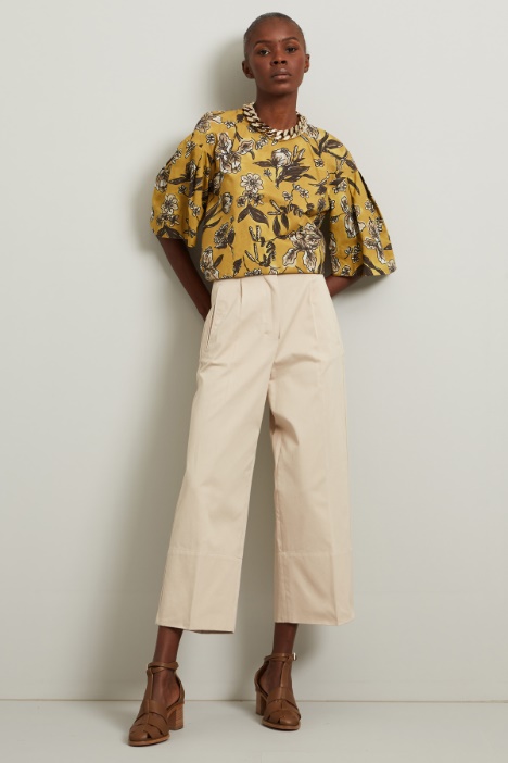 Pantaloni ampi in gabardina  Fashion Market