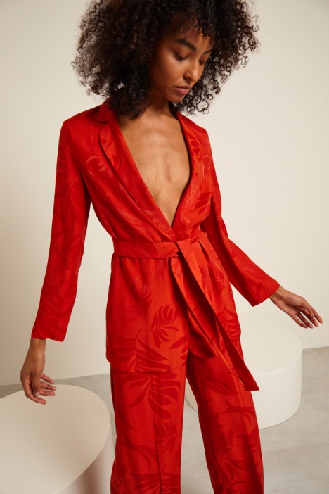 Blazer jacquard con cintura Fashion Market