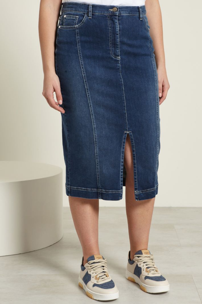 Gonna in denim con spacco Fashion Market