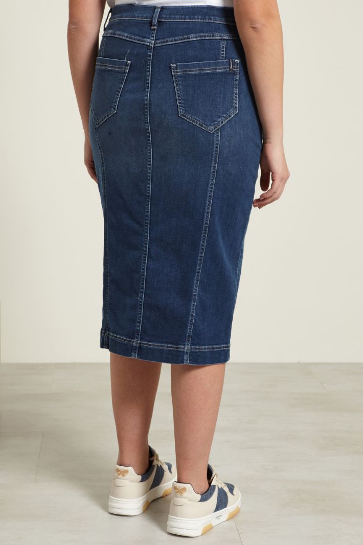 Gonna in denim con spacco Fashion Market