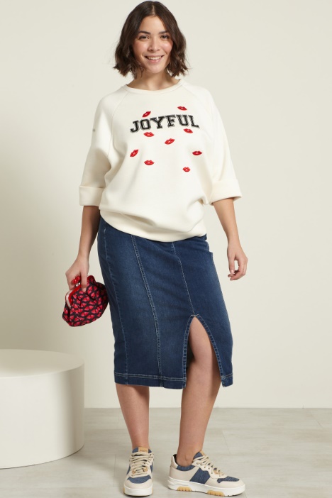 Gonna in denim con spacco Fashion Market