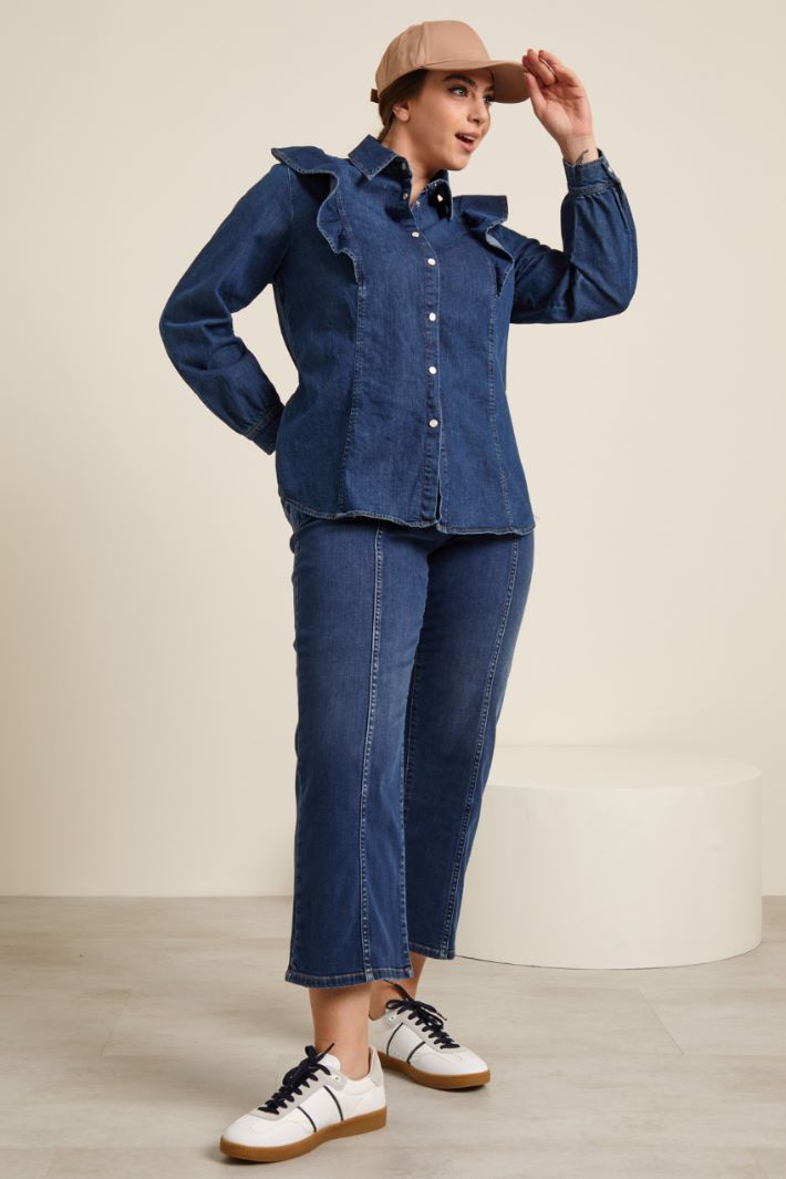 Camicia in denim con volant Fashion Market