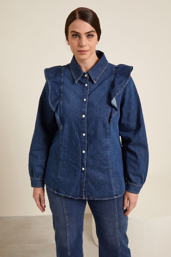 Camicia in denim con volant Fashion Market