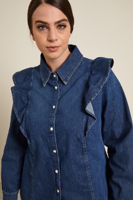 Camicia in denim con volant Fashion Market