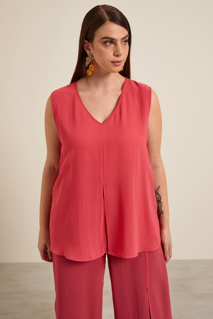 Top in georgette con spacco Fashion Market
