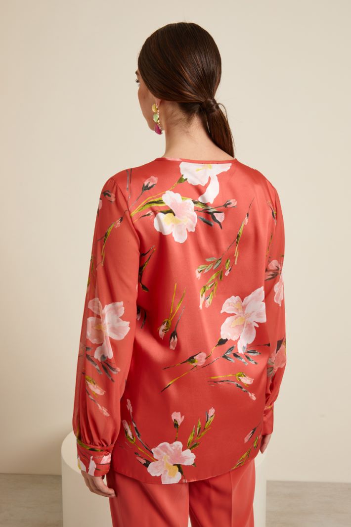 Blusa in twill e georgette Fashion Market