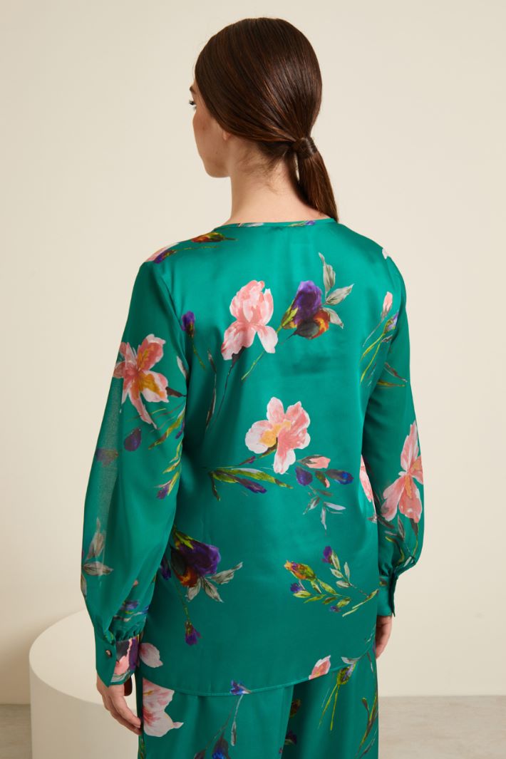 Blusa in twill e georgette Fashion Market