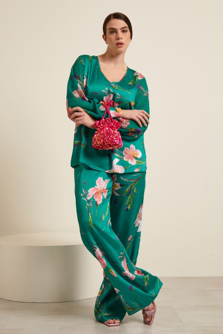 Blusa in twill e georgette Fashion Market