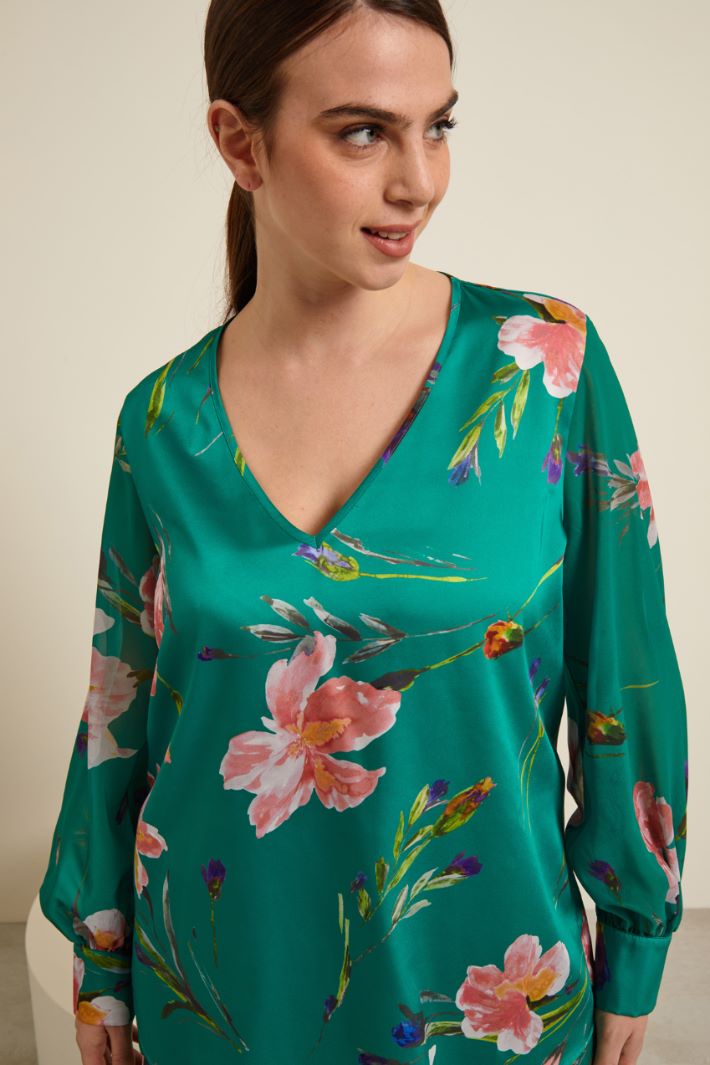 Blusa in twill e georgette Fashion Market