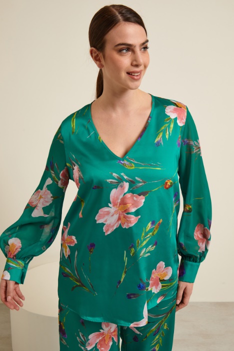 Blusa in twill e georgette Fashion Market