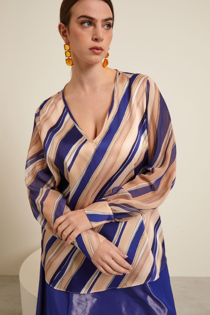 Blusa in twill e georgette Fashion Market