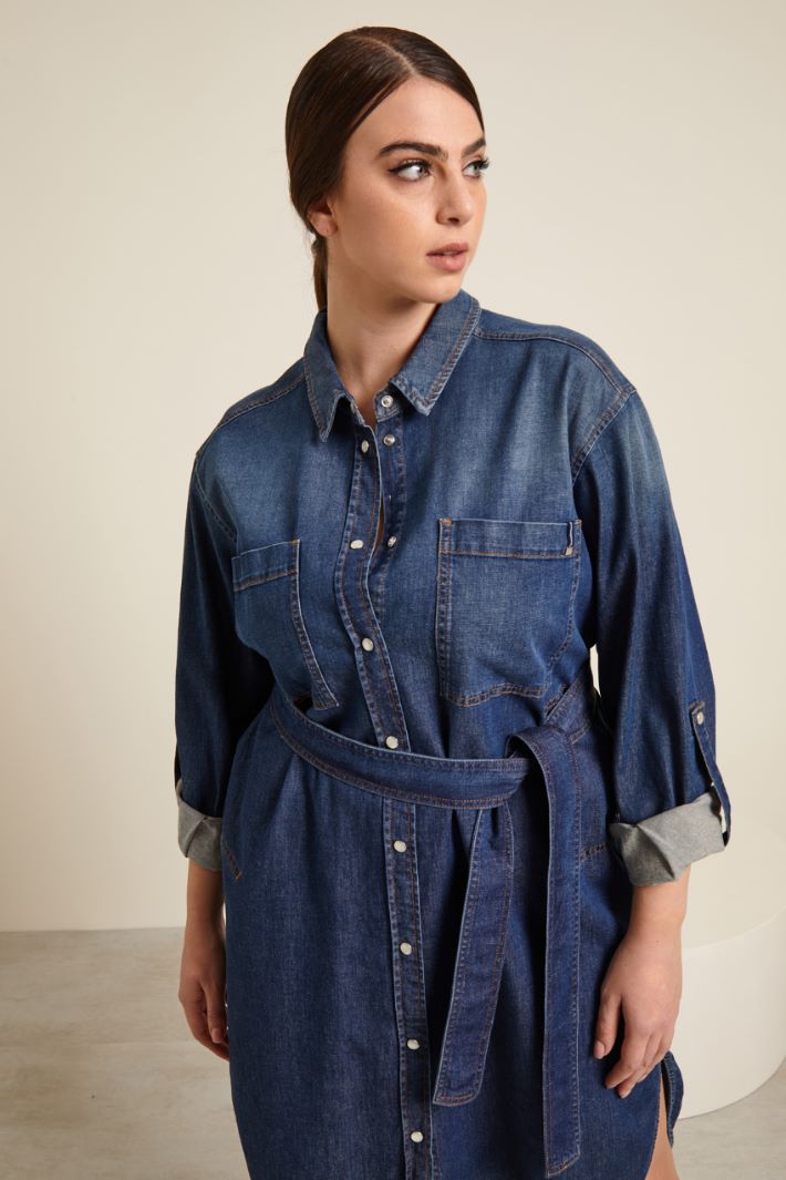 Chemisier in denim con cintura Fashion Market Chemisier in denim con cintura Fashion Market