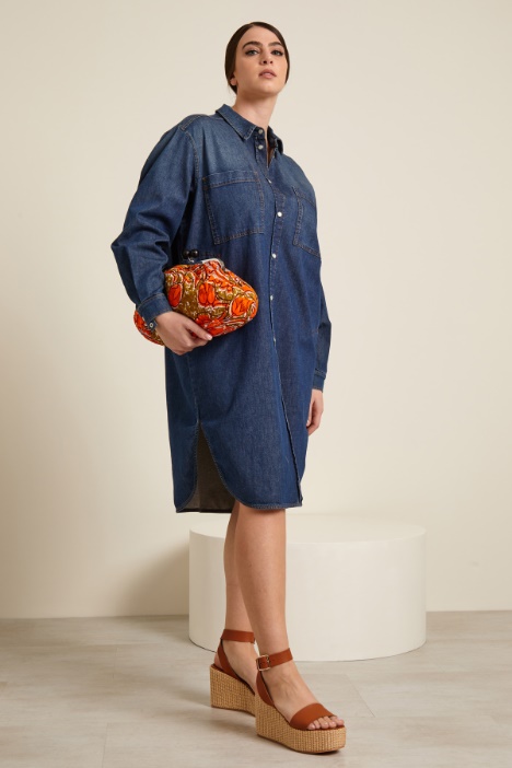 Chemisier in denim con cintura Fashion Market