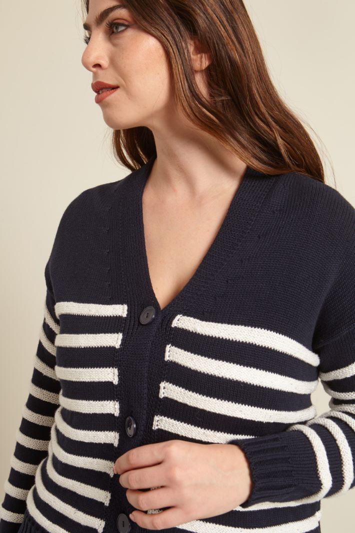 Cardigan boxy in cotone tinto filo Fashion Market