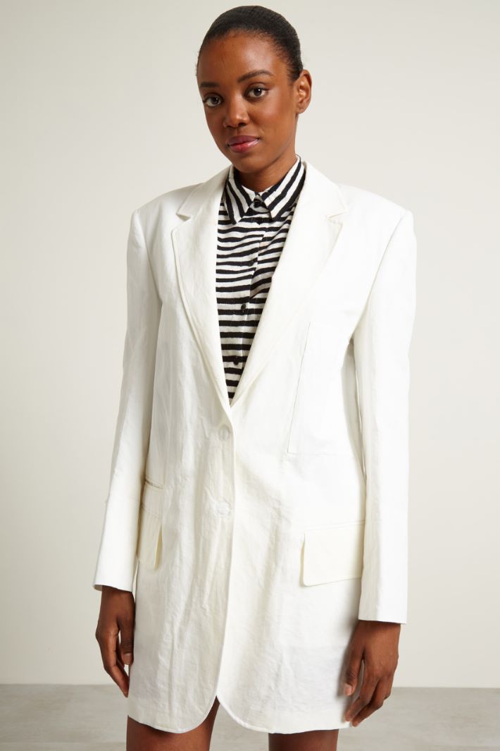 Blazer oversize in cotone e lino Fashion Market