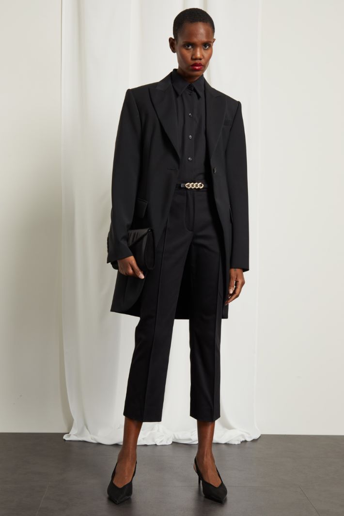 Blazer lungo con rever a lancia Fashion Market