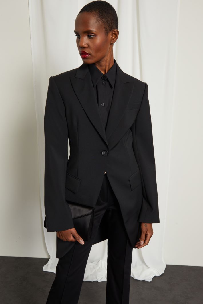 Blazer lungo con rever a lancia Fashion Market