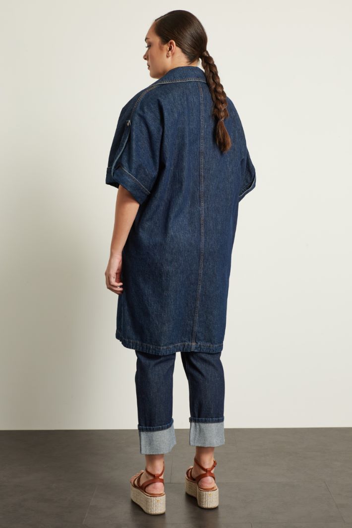 Soprabito in denim con cintura Fashion Market