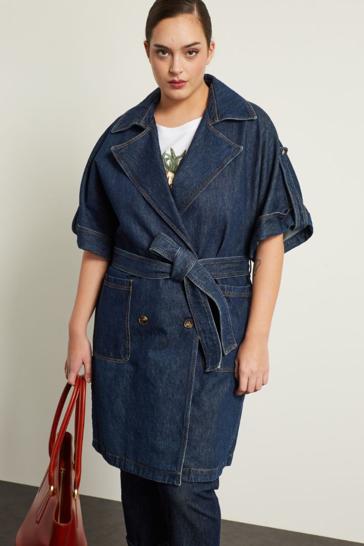 Soprabito in denim con cintura Fashion Market
