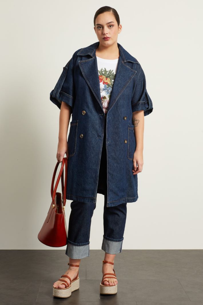 Soprabito in denim con cintura Fashion Market